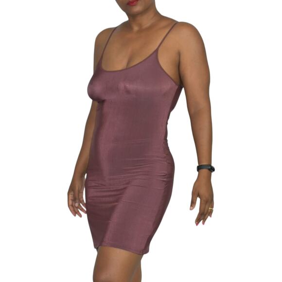 Vintage Olga Slip Brown Silky Shimmer Nylon Lingerie Shelf Bra Nightgown Small - Picture 8 of 14